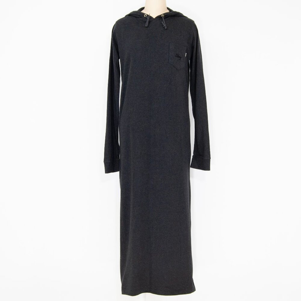 DKNY Jeans Vintage 90s Cotton Hooded Maxi Dress Charcoal Gray M